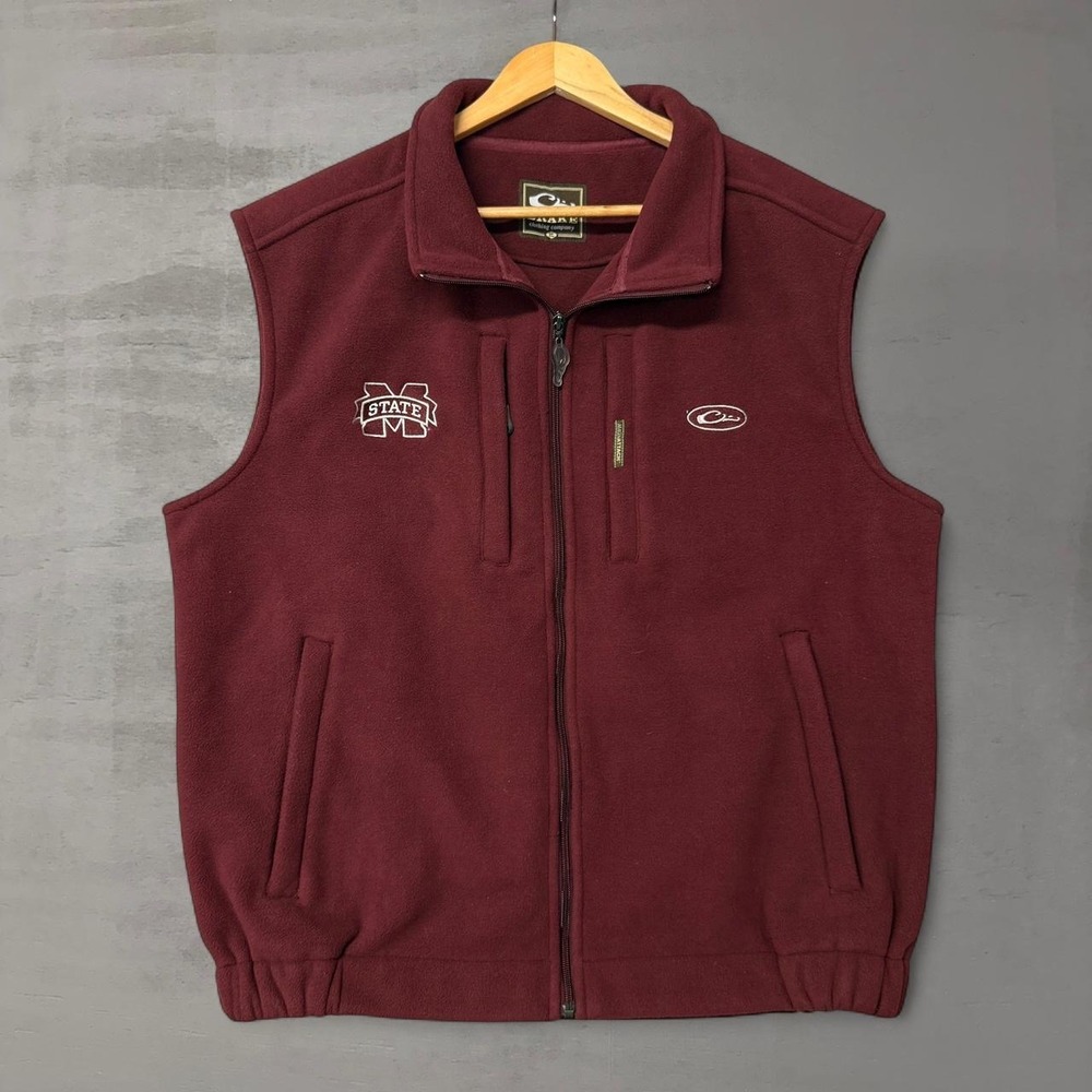 Drake Waterfowl Vest Maroon Mississippi State Bulldogs Fleece XL